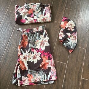 Floral Print Shirt and Skirt Set